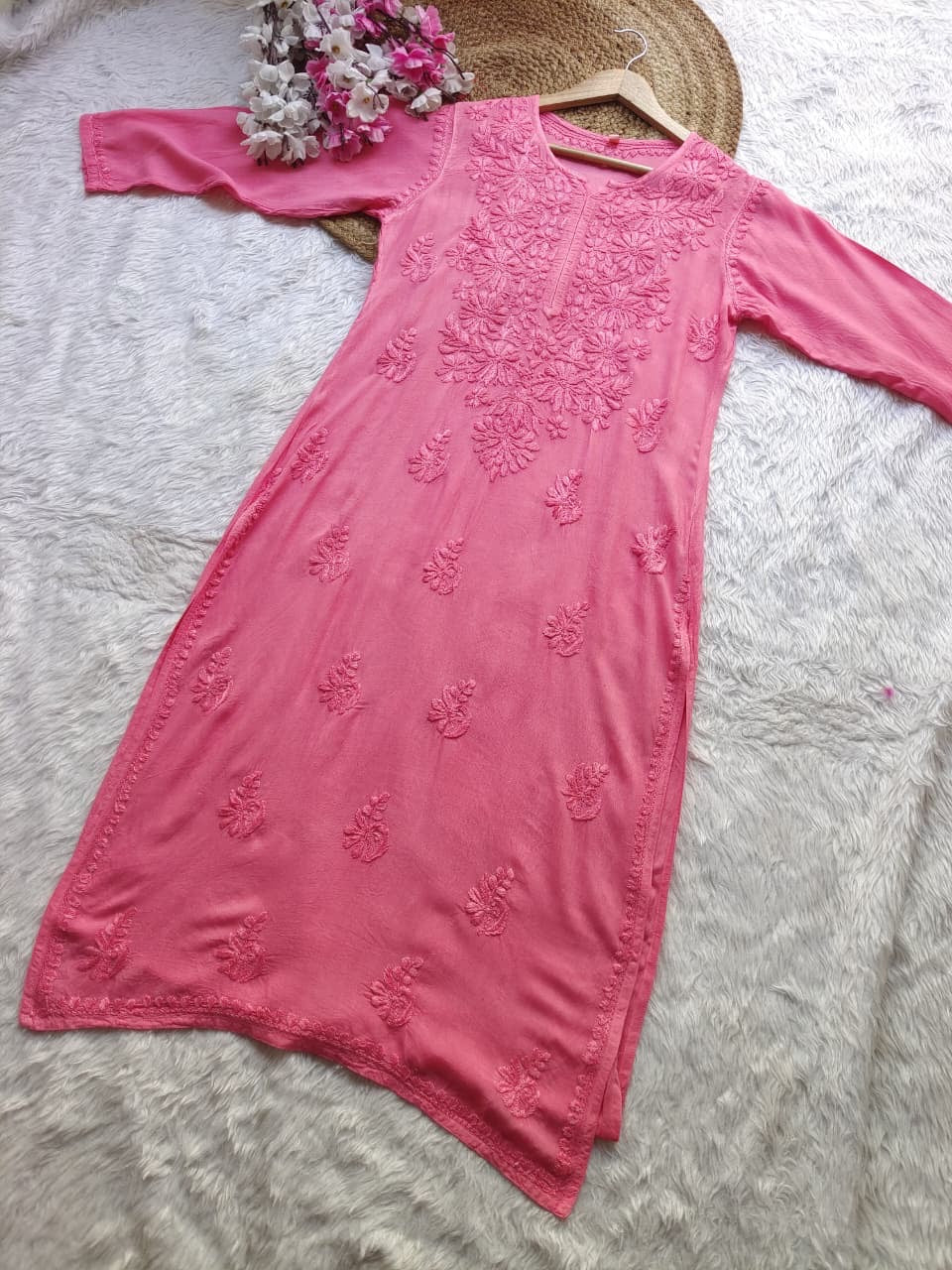 Rangrez Soft Rayon Comfort chikankari All day wear Kurti