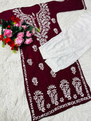 Heavy Daman chikankari work Long Kurta