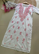 Color Thread White Chikankari Kurta