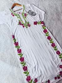 premium beautiful white dual thread rose design