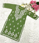 Rayon self white Embroidered