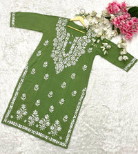 Rayon self white Embroidered