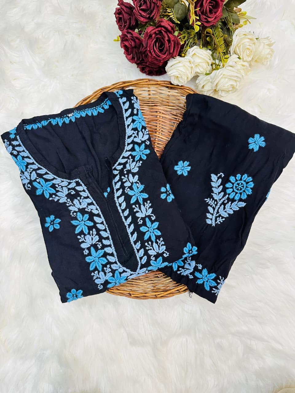 Black Rayon threaded Co-ord set