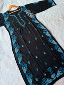premium beautiful black side border moodal kurta