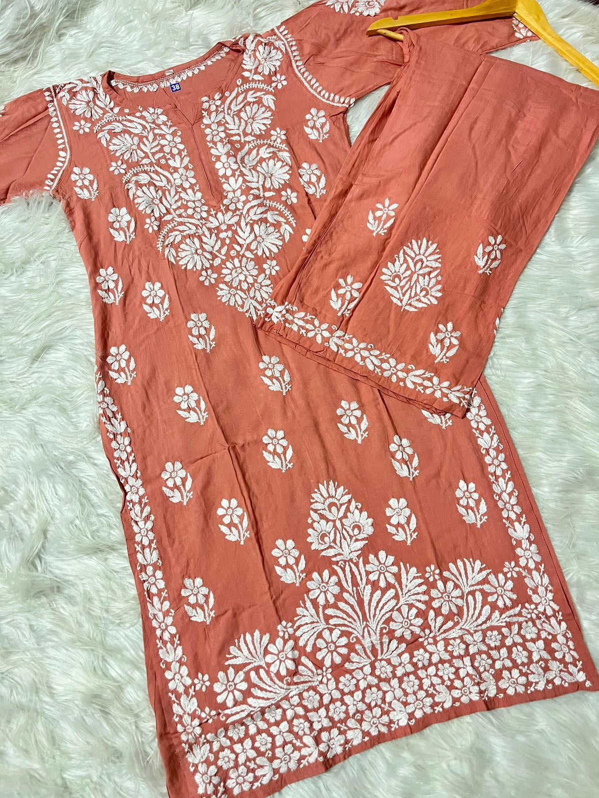 Heavy Chikankari Rayon Plazo Co-ord Set