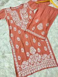 Heavy Chikankari Rayon Plazo Co-ord Set
