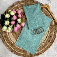 Dobby cotton embroidered tone to tone set