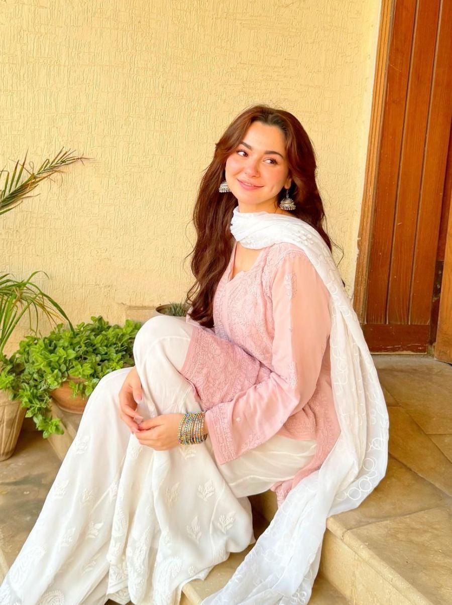 Haniya Amir Pink Chikankari Set