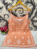 Noodle starp short Chikankari Kurti