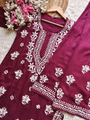 Modal cotton soft chikankari kurta with plazzo