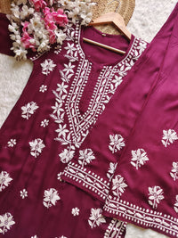 Modal cotton soft chikankari kurta with plazzo