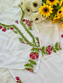 Chikankari flower embroidered kurta
