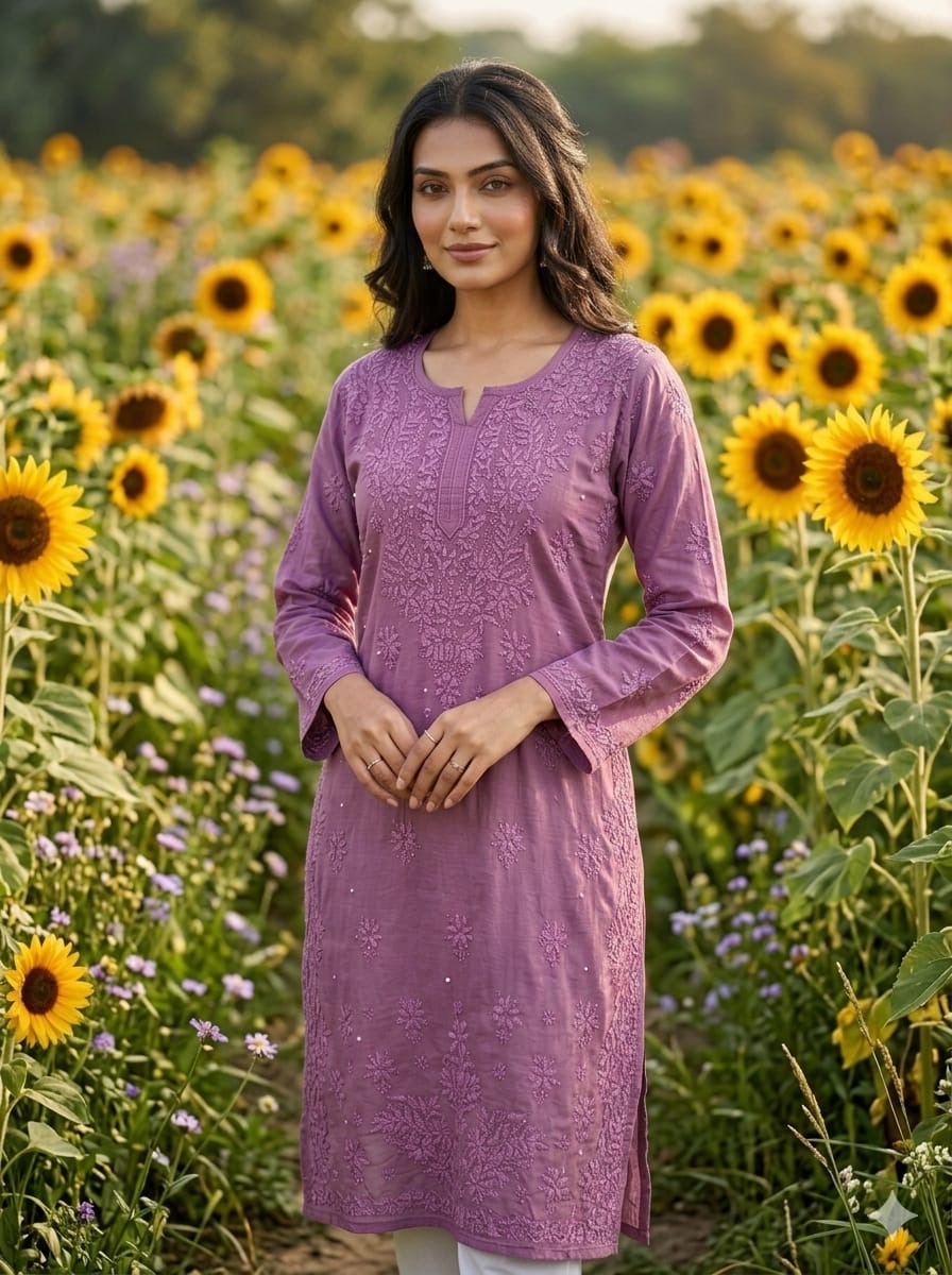 Pure 3d Batson Muslin Muqaish Long Kurta