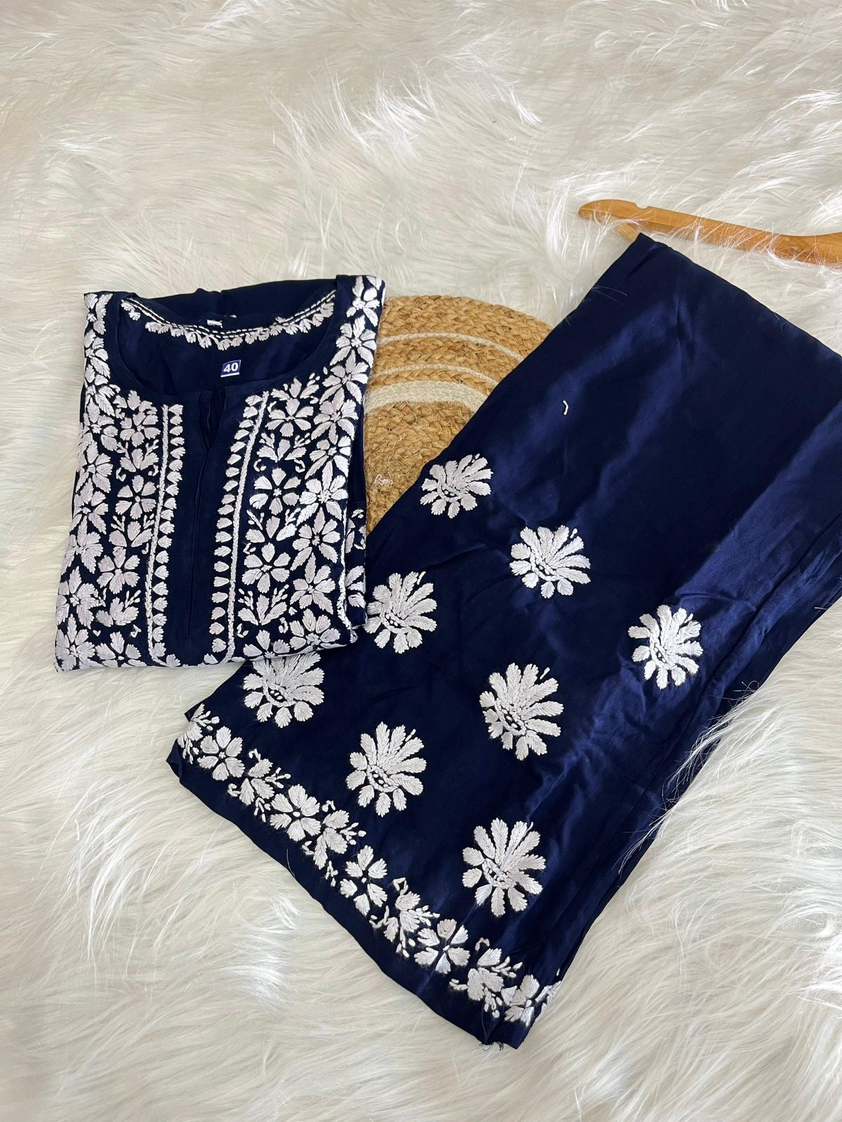 Heavy Rayon Chikankari Kurta Plazzo Set