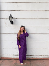 Rose Panel Viscose Chikankari Kurta with Palazzo