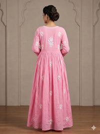 Chanderi Dyeable Fine work Gown