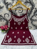 Noodle starp short Chikankari Kurti