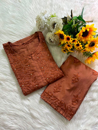 Chanderi 2pc Soft Muqaish work Set