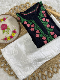 Thread work rayon Coloured Flowers Kurta