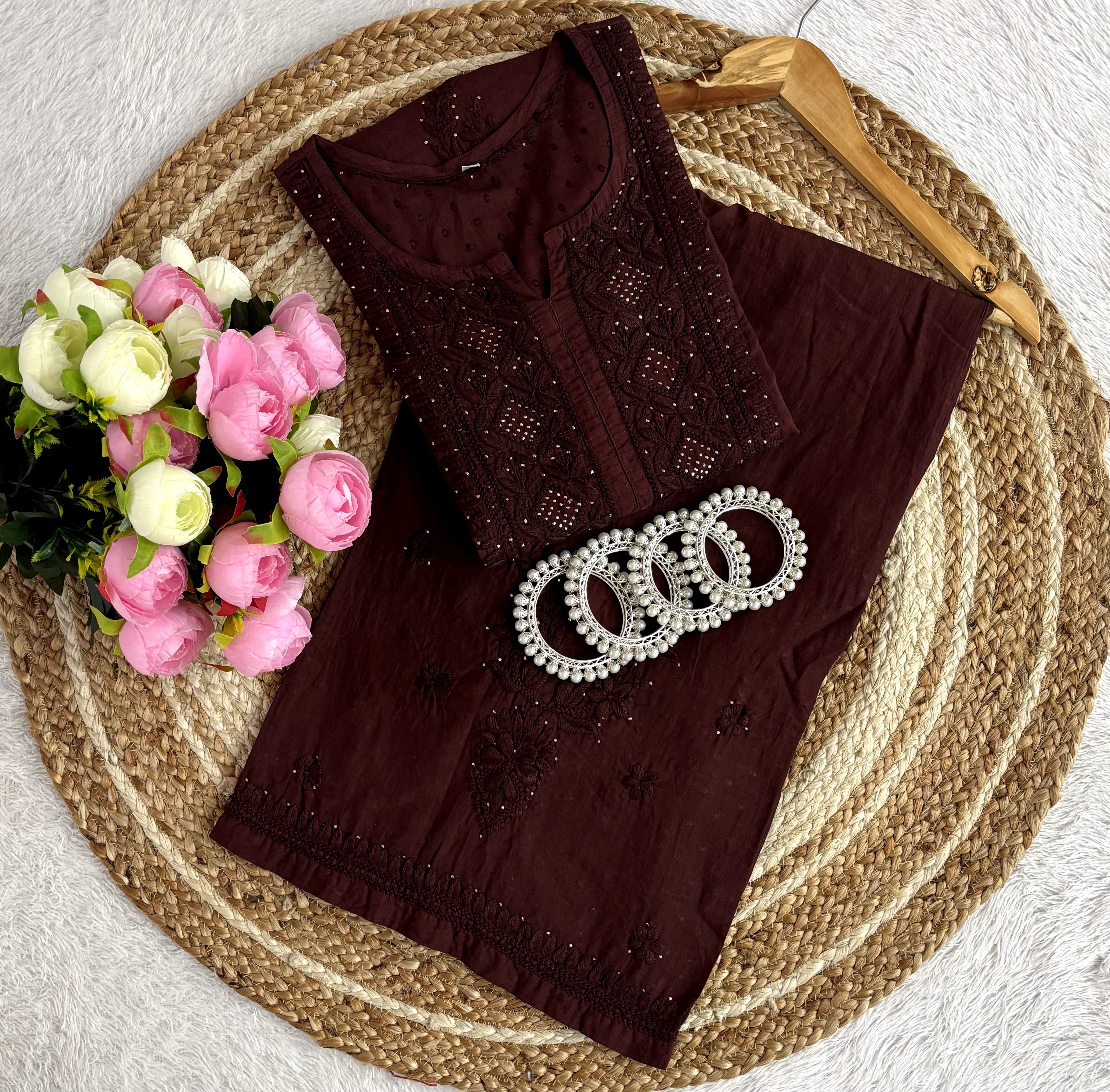 3D anchor Square Gala Muqaish thread Hand work 2pc Set