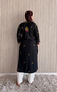 Black Multi thread Designer chikankari Kurta