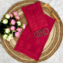 Dobby cotton embroidered tone to tone set