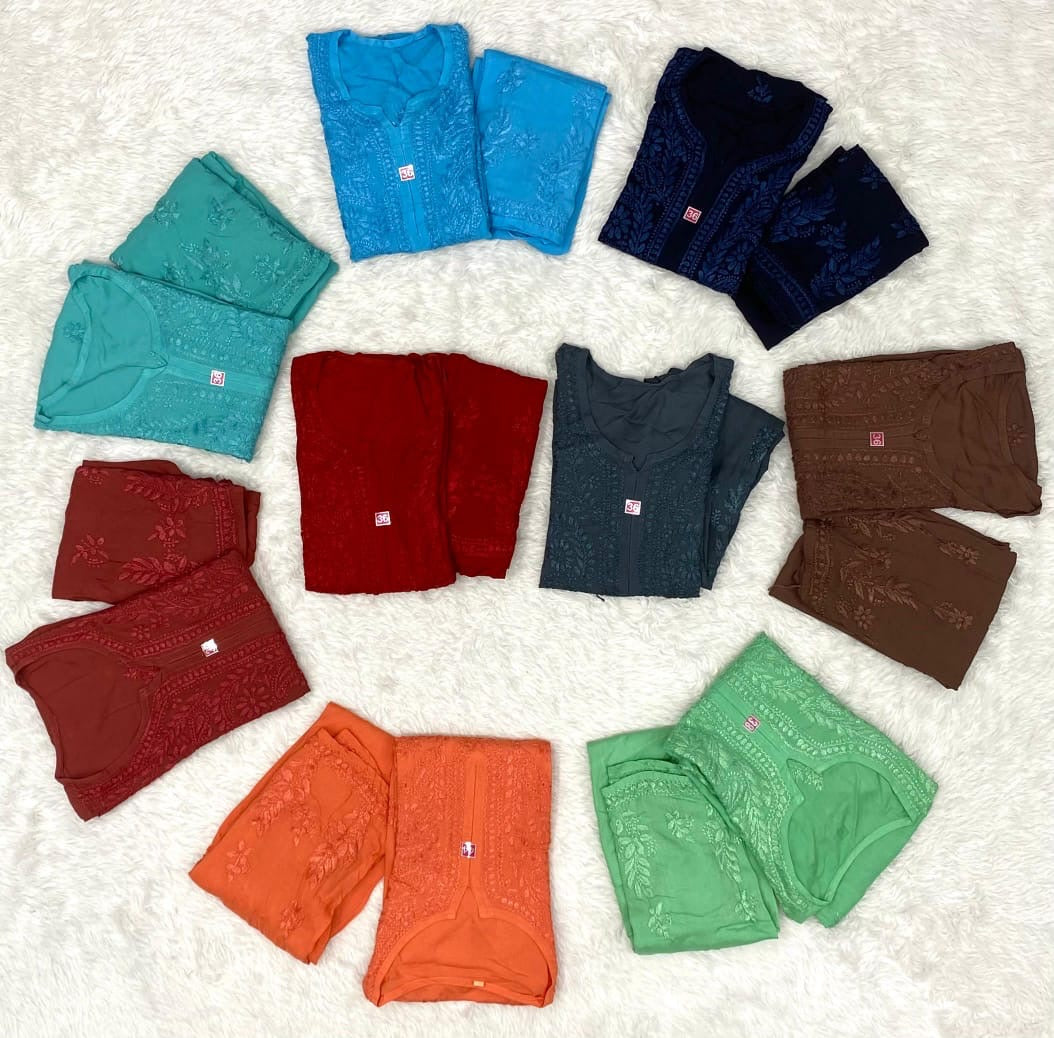 Modal Kurta & Plazzo Tone Worked embroidered