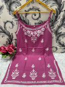 Noodle starp short Chikankari Kurti