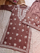Modal cotton soft chikankari kurta with plazzo