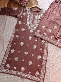 Modal cotton soft chikankari kurta with plazzo