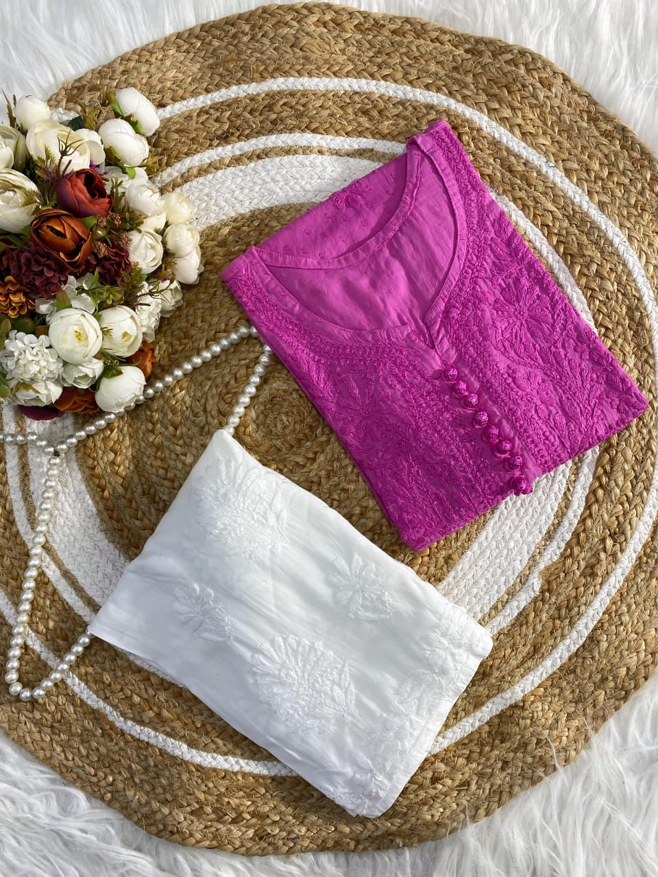 Dyed soft Dobby cotton Kurta with button