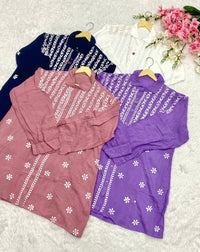 Plus size Rayon Chikankari Short Shirt