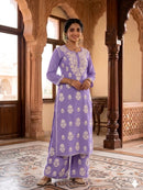 Side Border Cut work Rayon 2pc Set plus size