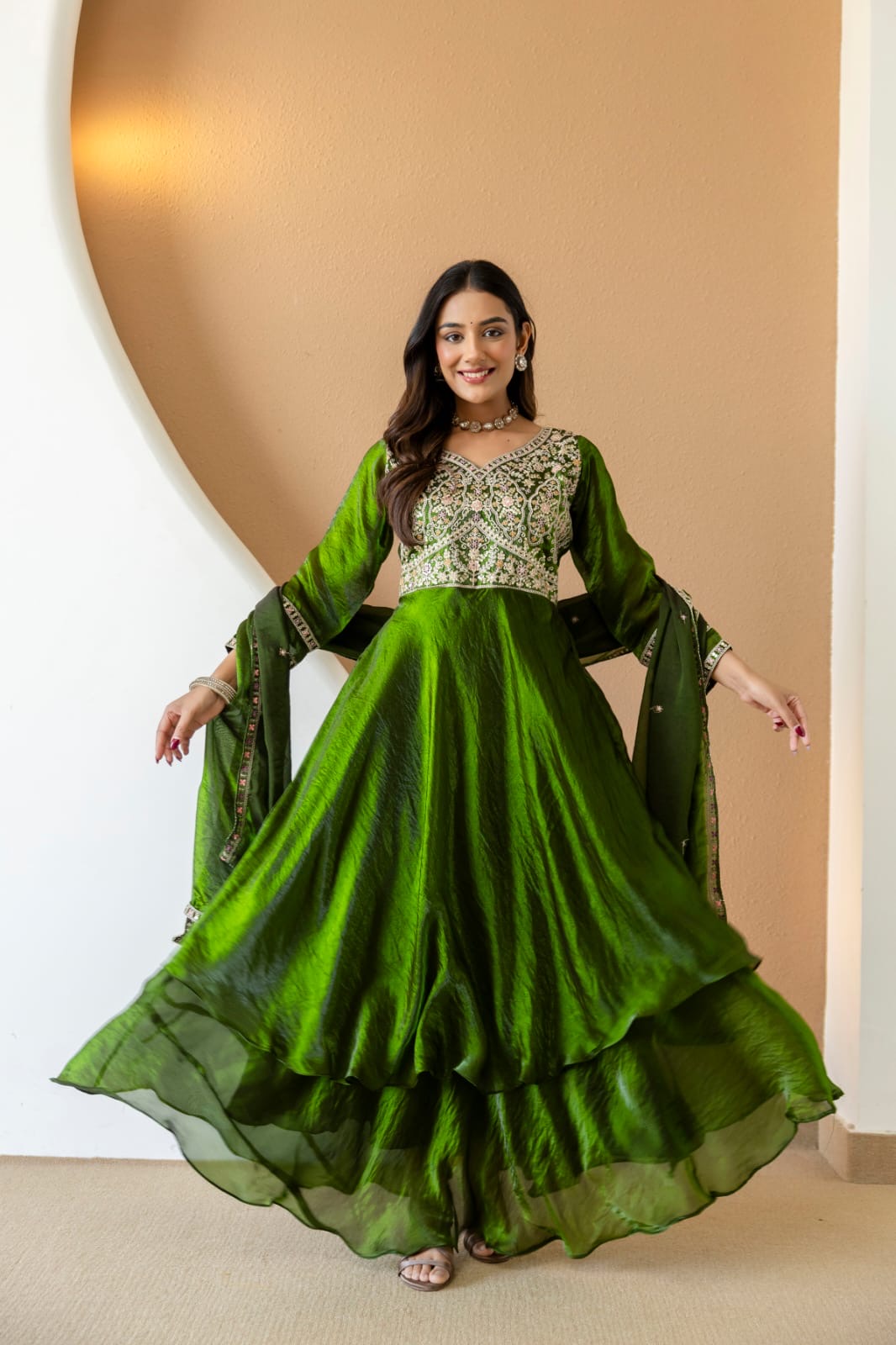 Fancy Silk 3pc Heavy embroidered set