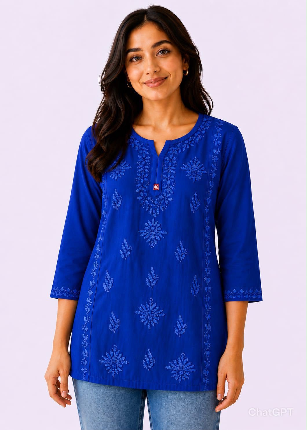 Rayon Dyeable Short Handwork Buta Top