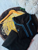 premium beautiful black side border moodal kurta