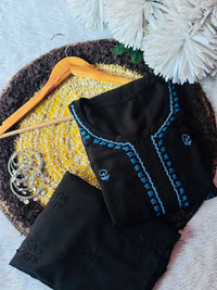 premium beautiful black side border moodal kurta