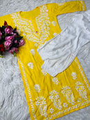 Heavy Daman chikankari work Long Kurta