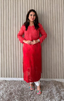 Part wear Chikankari viscose Self Kurta With Inner