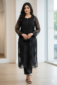 Organza 3pc Muqaish Luxury Handmade Set