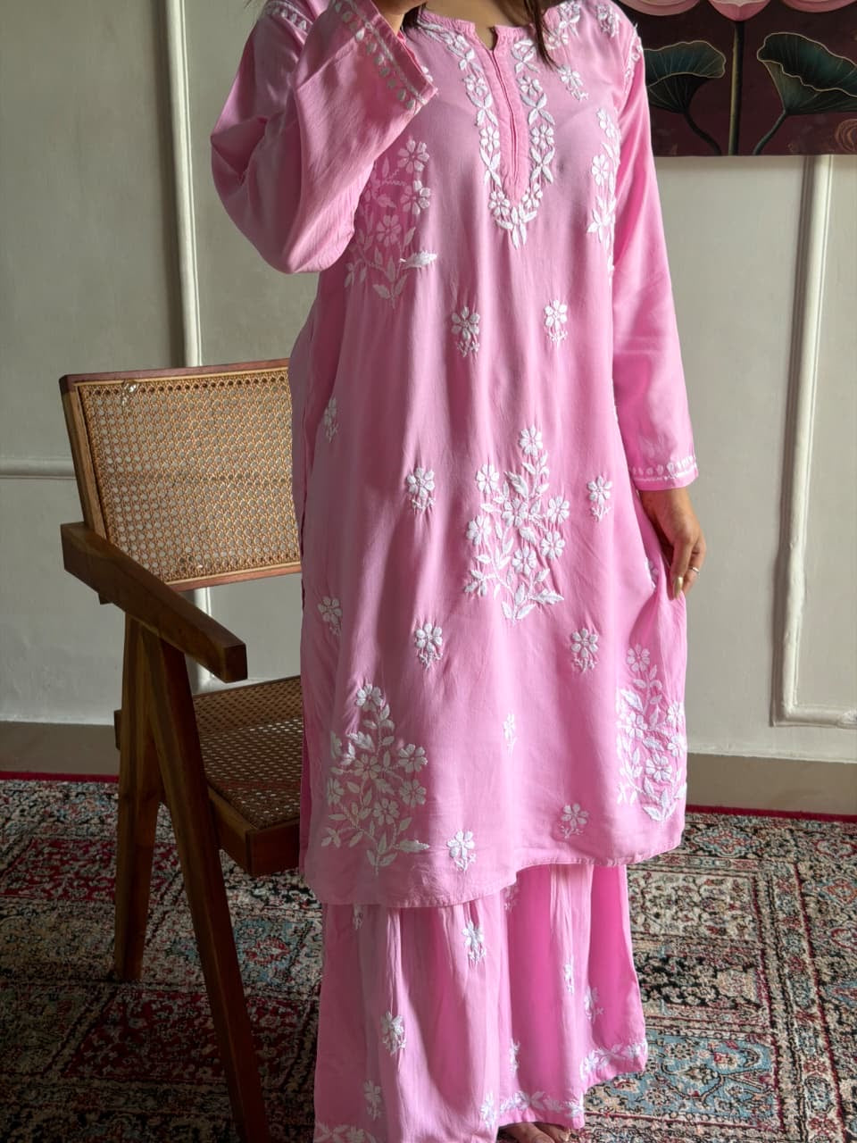 Rayon Soft chikankari Gharara Set