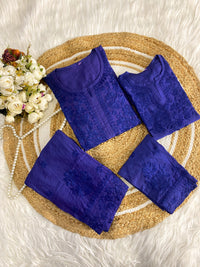 Mother daughter Chikankari soft Pintex chanderi set