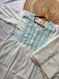 Pure semi stiched katdana mul chanderi A line set