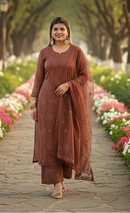 Zara Luxury Chikankari Georgette Suit – Hand Embroidered Muqaish Work 3pc Set