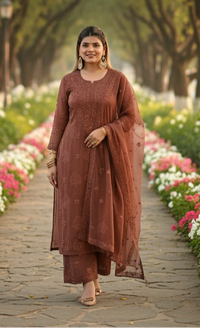 Zara Luxury Chikankari Georgette Suit – Hand Embroidered Muqaish Work 3pc Set