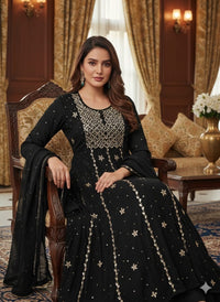 Malchandri gown and duptta set Badlands work Mukesh work