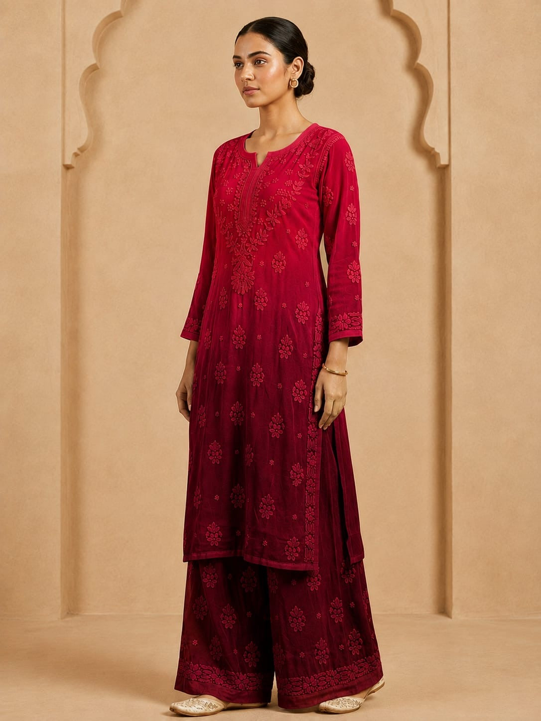 Muslin Co-ord Premium Chikankari Set