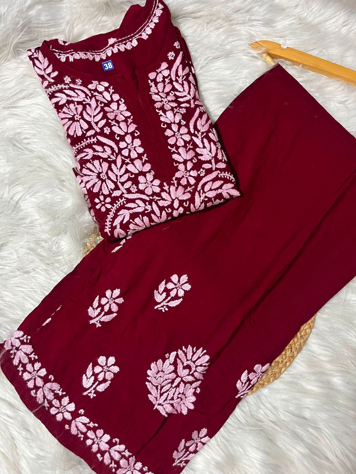 Heavy Chikankari Rayon Plazo Co-ord Set