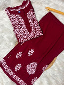 Heavy Chikankari Rayon Plazo Co-ord Set