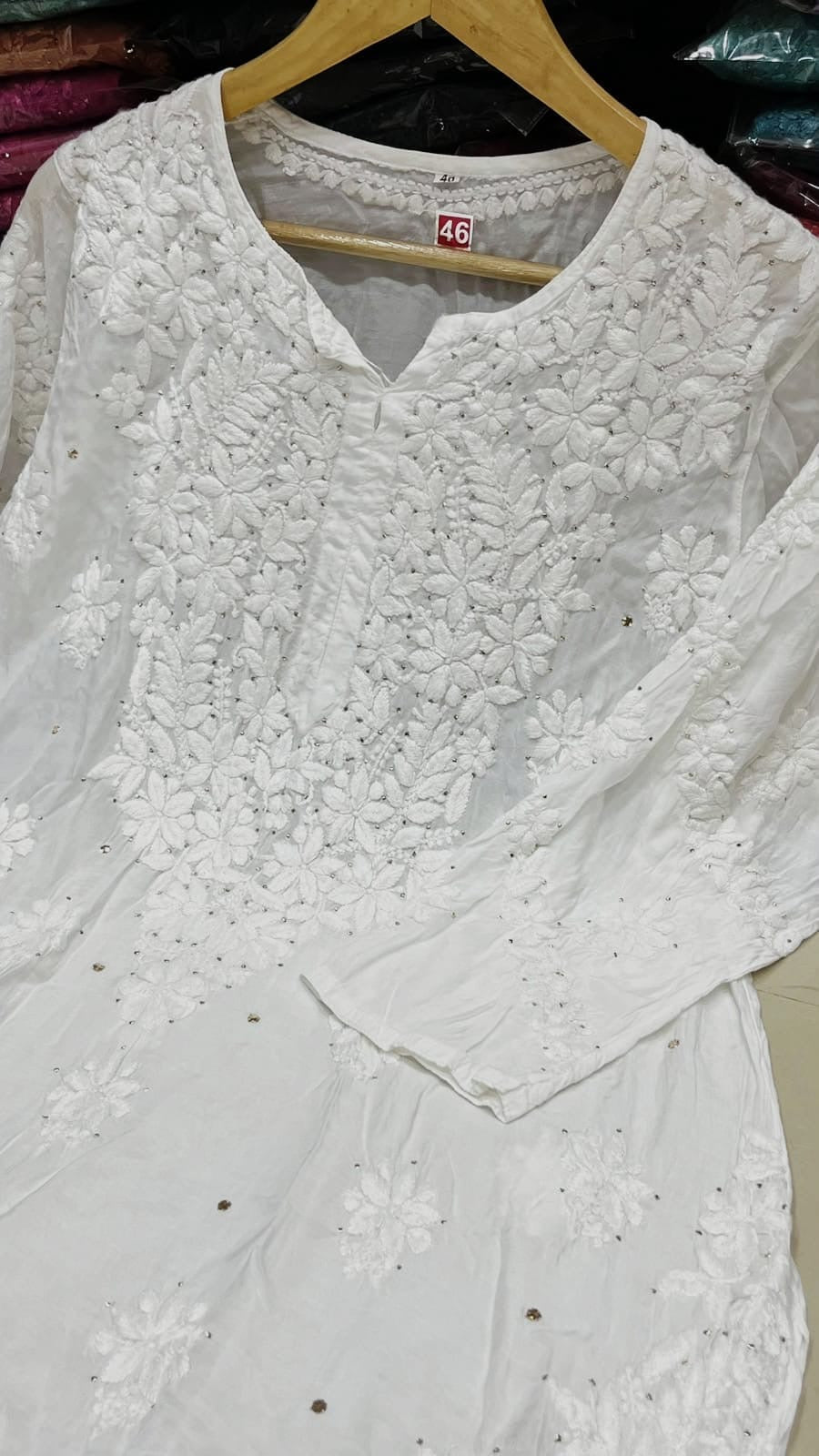 Pure 3d Batson Muslin Muqaish Long Kurta